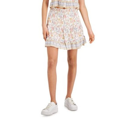 Kingston Grey Juniors Floral-Print Skirt Ivory Multi Large nwt