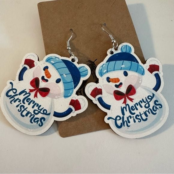 Merry Christmas Snowman earrings