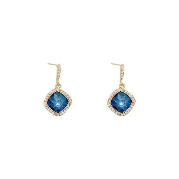 Blue Water Rhinestone Drop Earrings