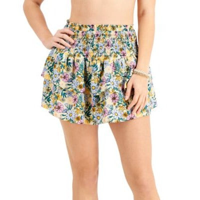 Miken Juniors Floral Print Cover-Up Floral Print Skirt Large nwt