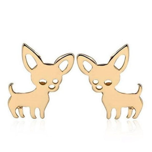 Goldtone Chihuahua Dog Stud Earrings