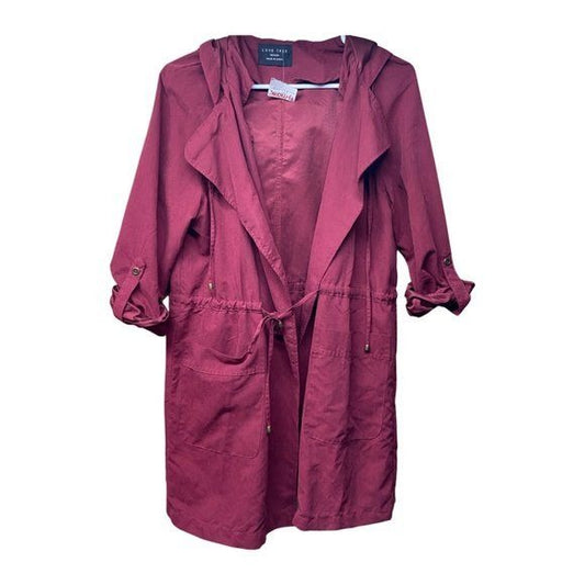 Love Tree burgundy open hooded jacket medium nwt