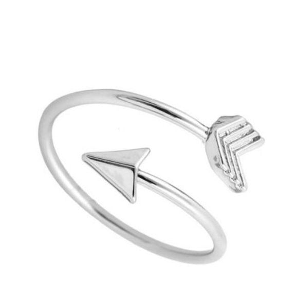 Cupid's Arrow Adjustable Silvertone Fashion Ring