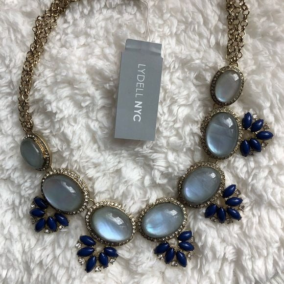 Lydell NYC Blue Gem Statement Necklace