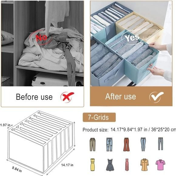 Set of 2 Closet or Drawer Folded Clothes Organizer (Built-in PP Board)