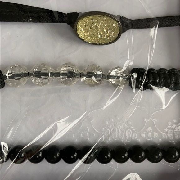 7 Piece Black and Silver Bracelet Set