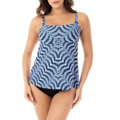 Miraclesuit Hypnotique Kami Underwire Tummy Control Tankini Bathing Suit Top size 12 nwt