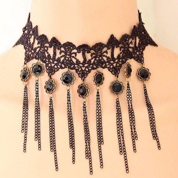 Lace Tassel Choker Necklace