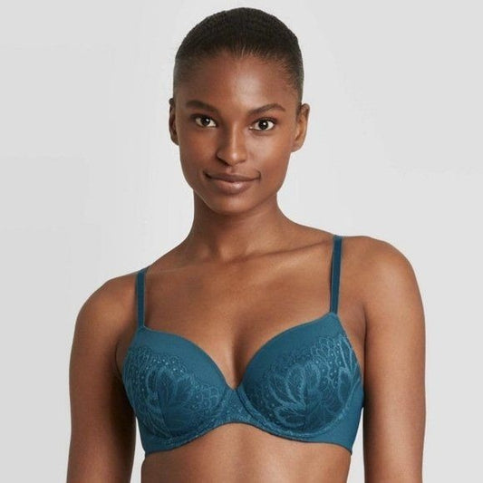 Auden icon full coverage lightly lined bra teal 34E nwt