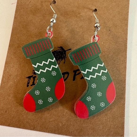 Christmas stocking earrings