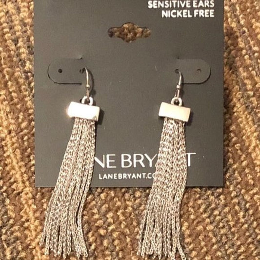 Lane Bryant Silver Tassel Chain Earrings