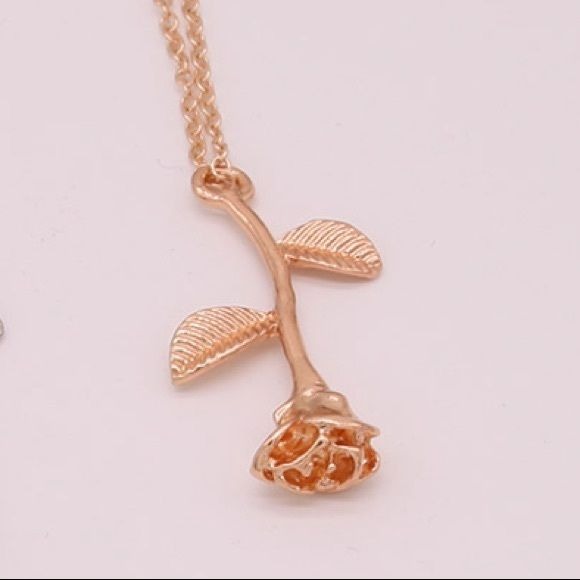 Goldtone Dangling Rose Necklace