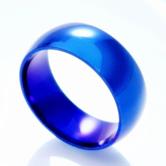 Stainless Steel Cobalt Blue Ring - 7-13