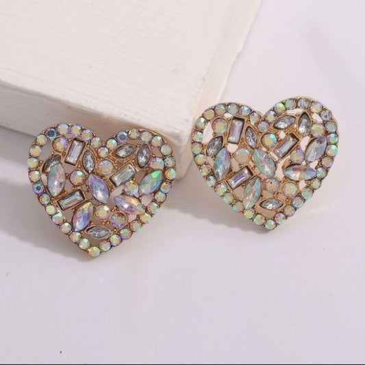 Multi-shape Aurora Borealis Heart Earrings