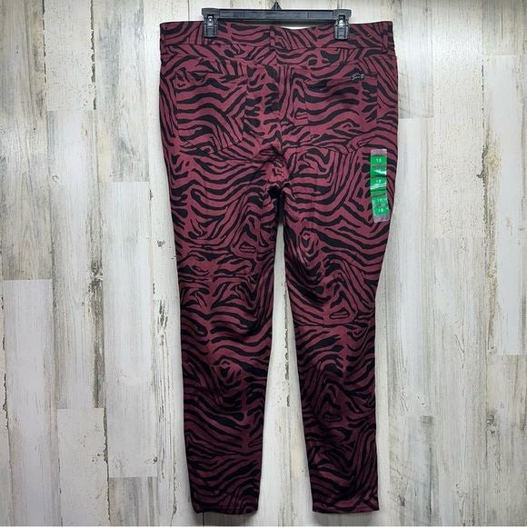 Seven7 burgundy/black zebra print skinny jeans size 18 nwot