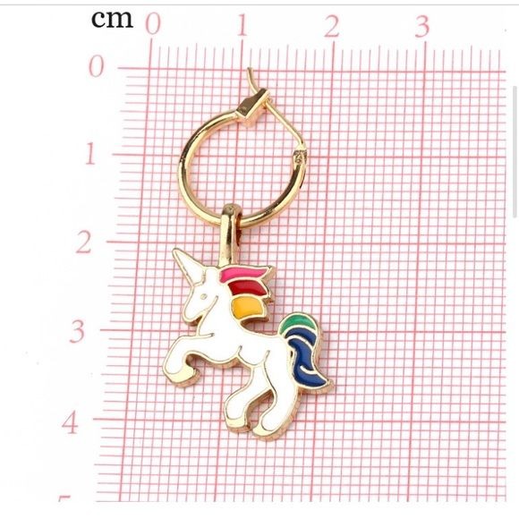 Rainbow Dangling Enameled Unicorn Earrings