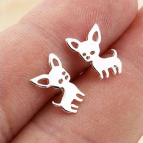 Goldtone Chihuahua Dog Stud Earrings