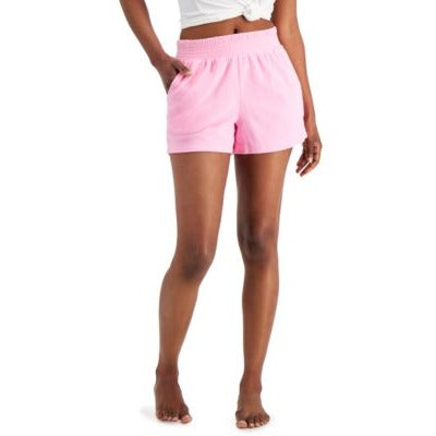 Jenni Womens Smocked-Waist Terrycloth Shorts Pink Heat XXL nwt
