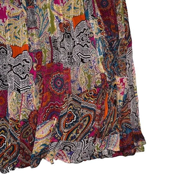 Chico’s Silk Paisley Patchwork Boho Skirt size 3 or XL
