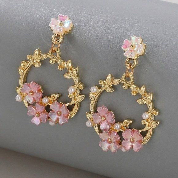 Goldtone Flower Loop Earrings