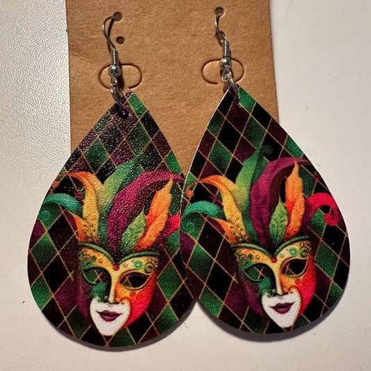 Mardi Gras Mask dangling earrings
