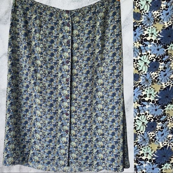 CJ Banks Blue Floral Button Front Skirt 3x nwt
