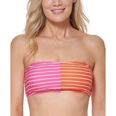Tommy Hilfiger Striped Bandeau Bikini Bra Top Sail Away Stripe Dahlia Soft XL nwt