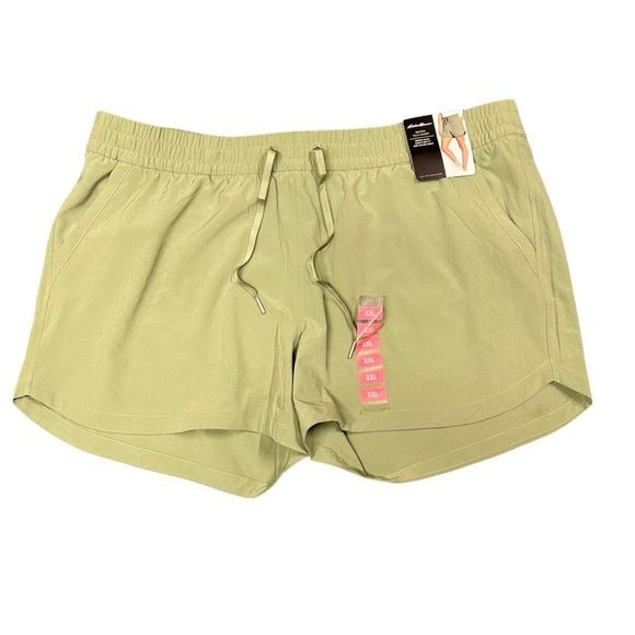 Eddie Bauer hedge green woven tech shorts xxl nwt