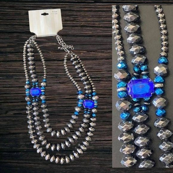 Target gunmetal gray and blue necklace 