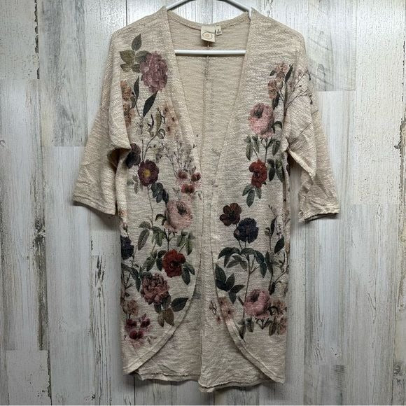 Live In The Moment Floral Lightweight Knit Open Cardigan Small