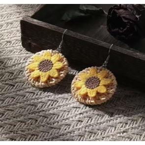 Sunflower basket woven earrings