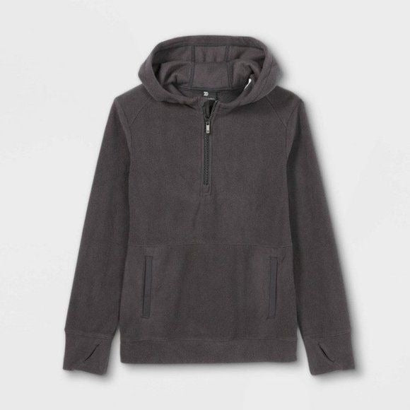 All in Motion kids fleece 1/4 zip pullover hoodie black 12/14 nwt