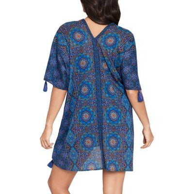 Miraclesuit Printed Caftan Cover-Up Danube Bleu Blue Small nwt