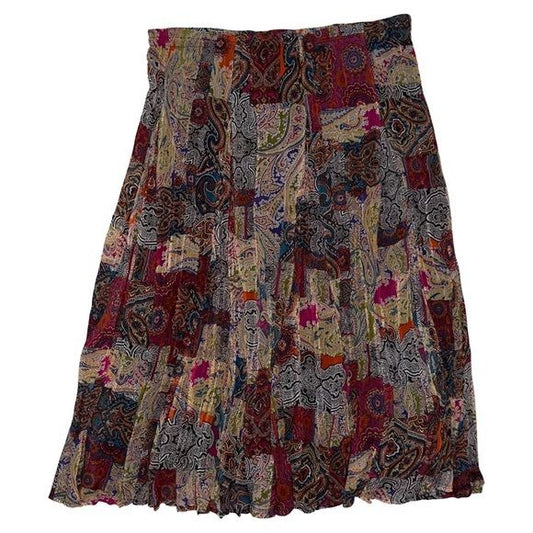 Chico’s Silk Paisley Patchwork Boho Skirt size 3 or XL