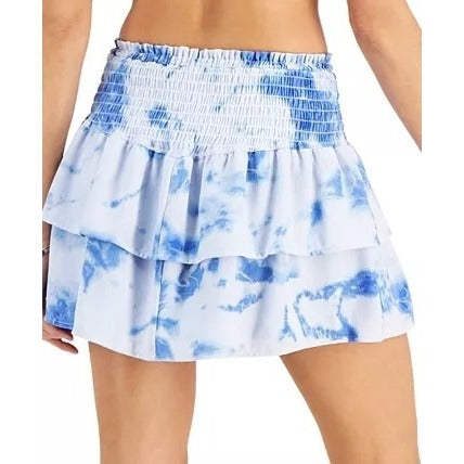 Miken Juniors Smocked Ruffled Skirt Tie Dye Heather Blue XL nwt