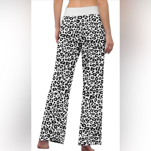 Comfy Leopard Print wide leg Pajama Pants Casual Drawstring Lounge Pants 3x nwot