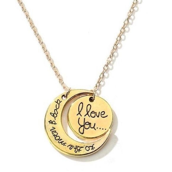 I Love You To The Moon And Back Goldtone Necklace