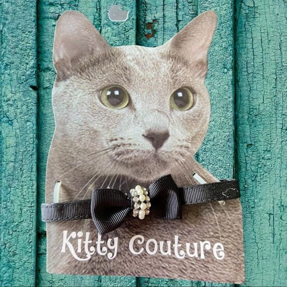 Kitty Couture Collar with Bow Rhinestones, Bell