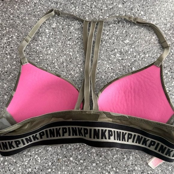 Victoria’s Secret Pink wear everywhere front closure camo push-up bra 34A