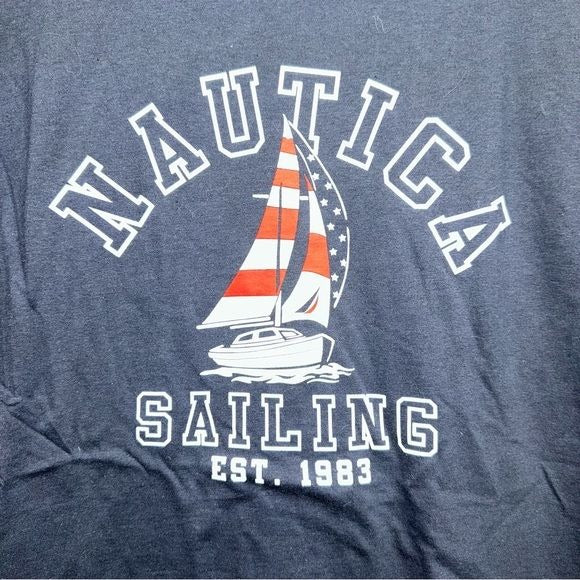 Nautica patriotic flag theme sailing t-shirt medium nwot