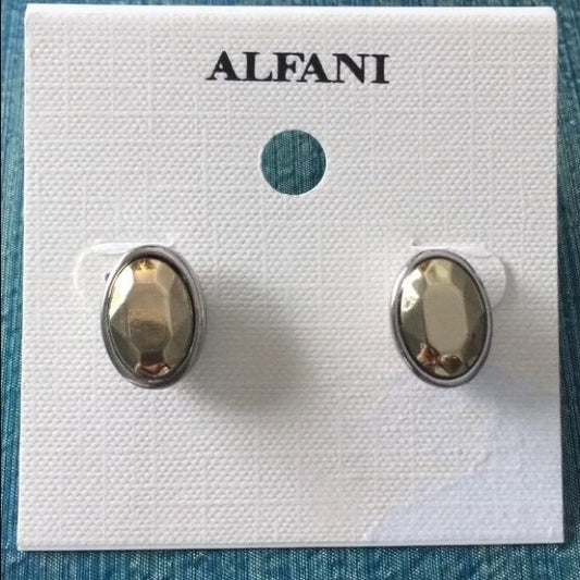 Alfani Goldtone Faceted Oval Button Earrings