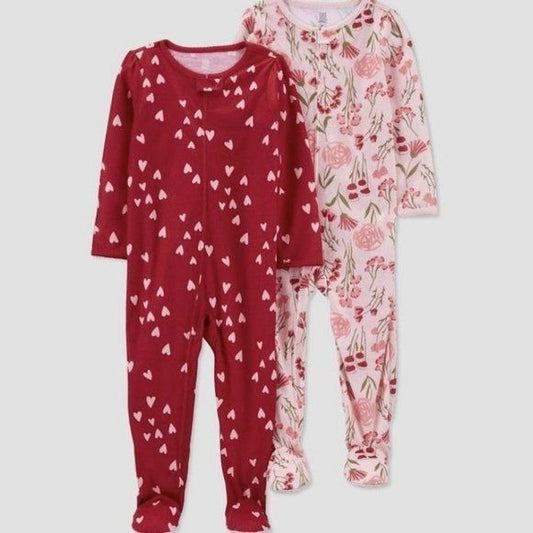 Carter's Just One You Hearts/Floral Footed Pajama set 3T nwt
