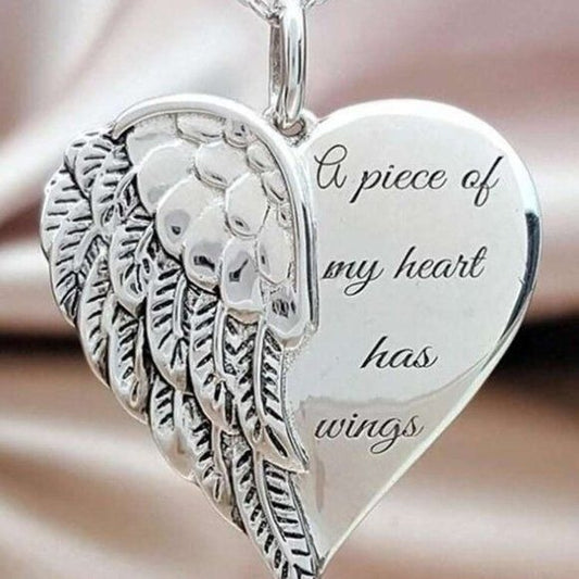 A Piece of my Heart Has Wings Pendant Necklace