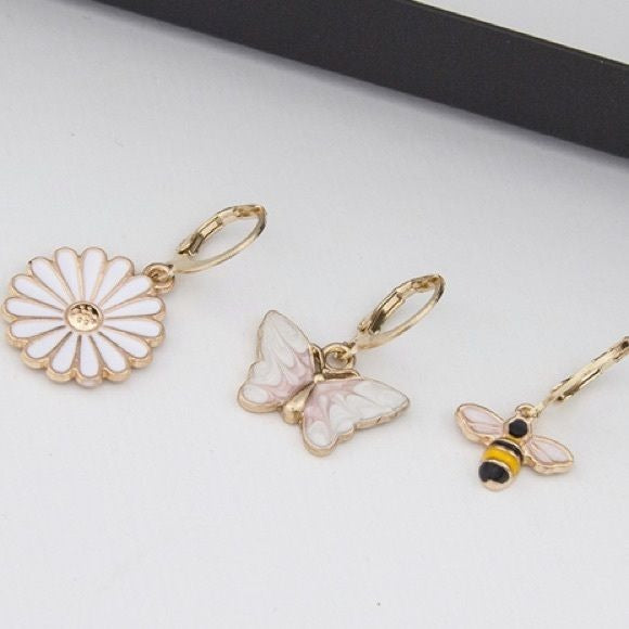 Daisy, Butterfly and Bee Dangling Earring Bundle