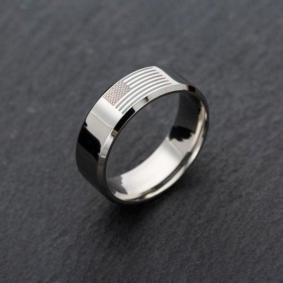 American Flag Stainless Steel Ring