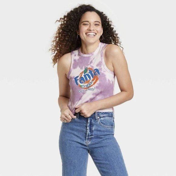 Fanta racerback cropped graphic tank top Small nwt