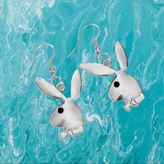 Silvertone Playboy/Playgirl Bunny Earrings