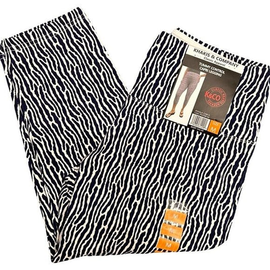 Khakis & Company zebra tummy control Capri leggings medium nwt