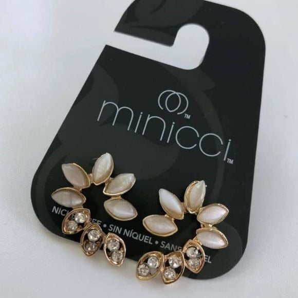 Minicci Goldtone Cateye and Crystal Earrings