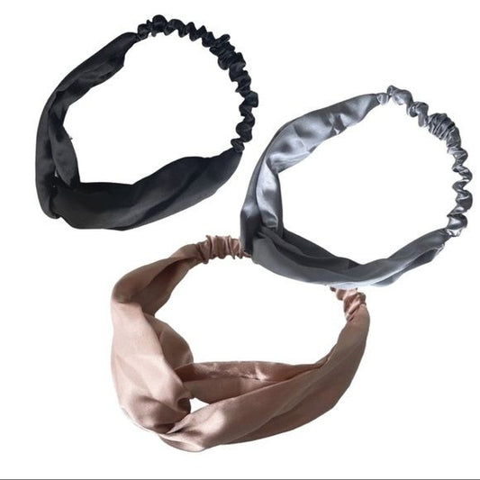 Silky Knotted Elastic Headband - Gray, Peach or Black
